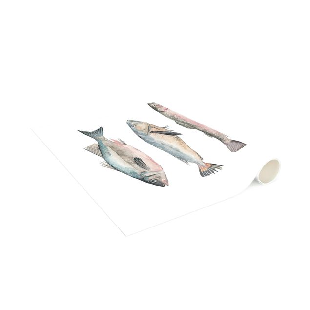 Teppich modern Sieben Fische in Aquarell I