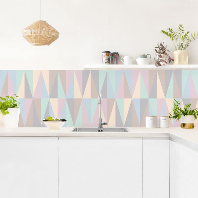 Küchenrückwand Muster Dreiecke in Pastellfarben