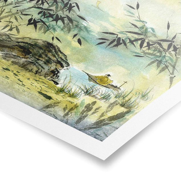 Poster kaufen Japanische Aquarell Zeichnung Bambuswald