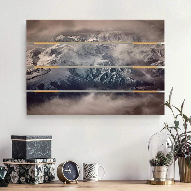 Holzbilder Landschaften Berge von Tibet
