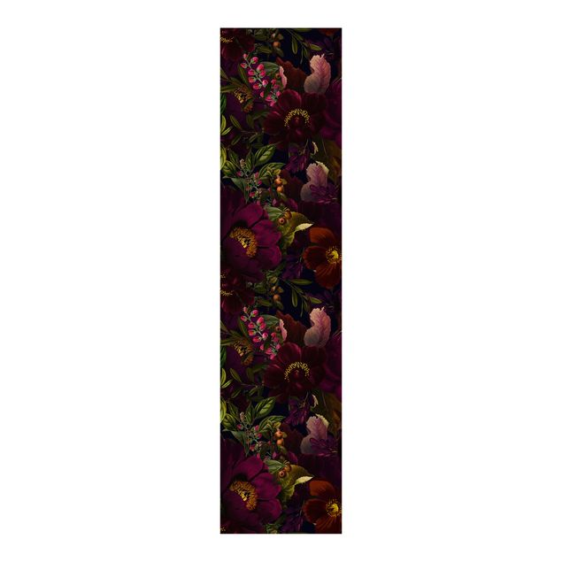 Schiebegardinen Schiene 3-läufig Lila Blüten Dunkel