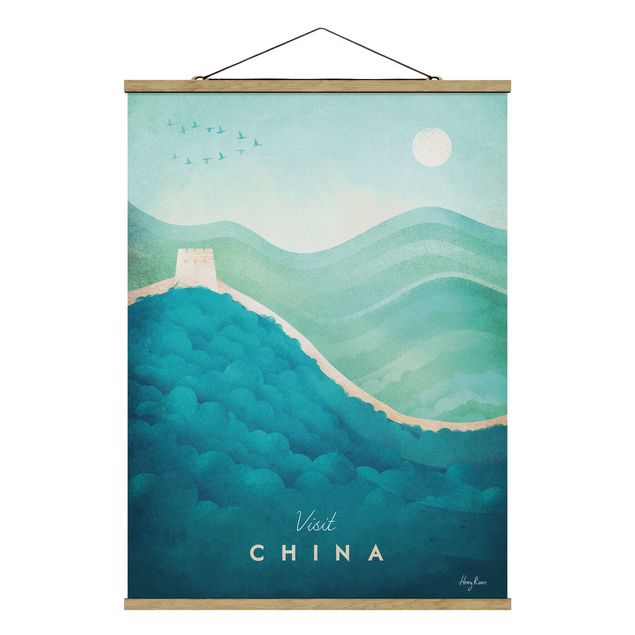Stoffbild mit Posterleisten - Reiseposter - China - Hochformat 3:4