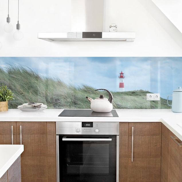 Küchenrückwand Glas Motiv Wald Stürmische Zeiten am Leuchtturm