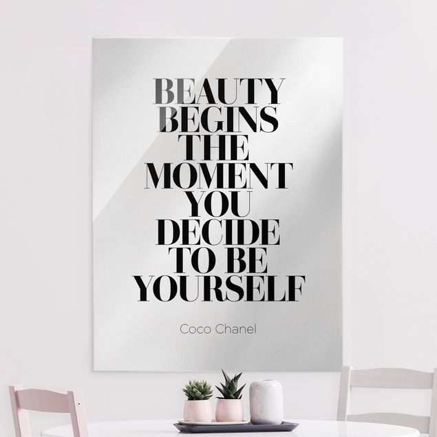 Glasbilder XXL Be yourself Coco Chanel