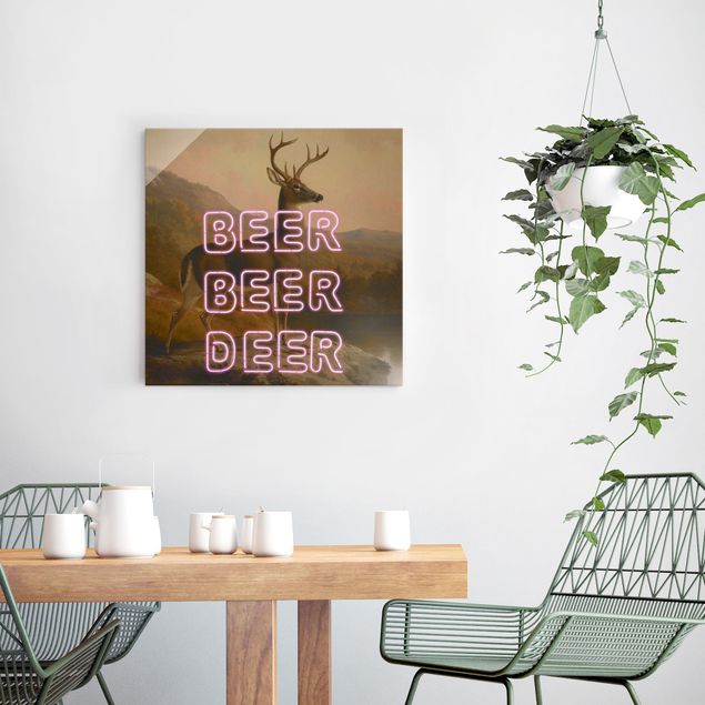 Glasbilder XXL Beer Beer Deer
