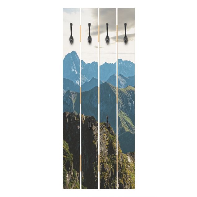 Wandgarderobe Holzpalette - Berge auf den Lofoten