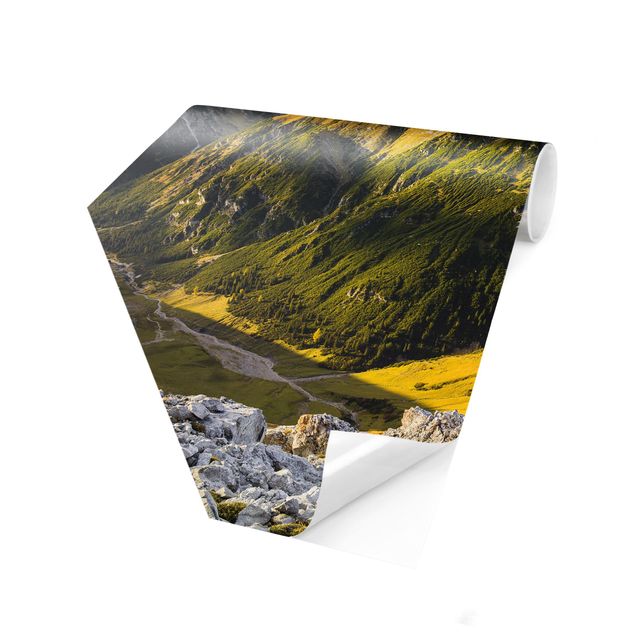 Fototapete grün Berge und Tal der Lechtaler Alpen in Tirol