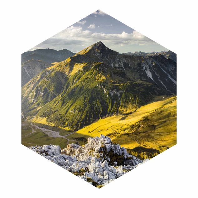 Wandtapete Design Berge und Tal der Lechtaler Alpen in Tirol