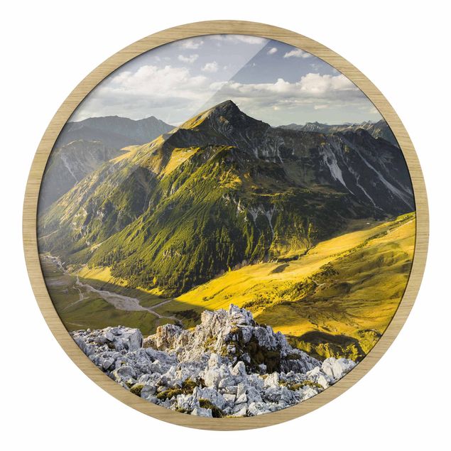 Wandbilder mit Rahmen Berge und Tal der Lechtaler Alpen in Tirol