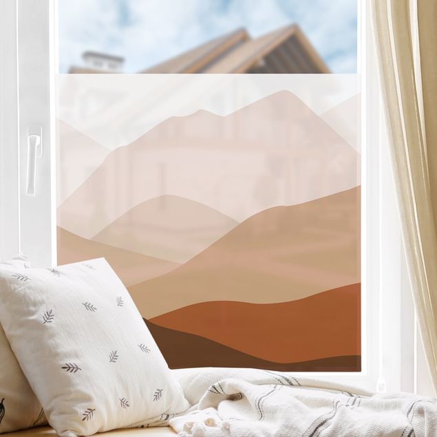 Fensterfolie Farbig Bergige Wüstenlandschaft