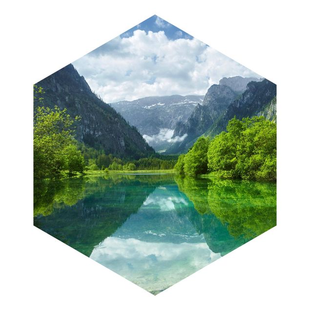 Fototapete Design Bergsee mit Spiegelung