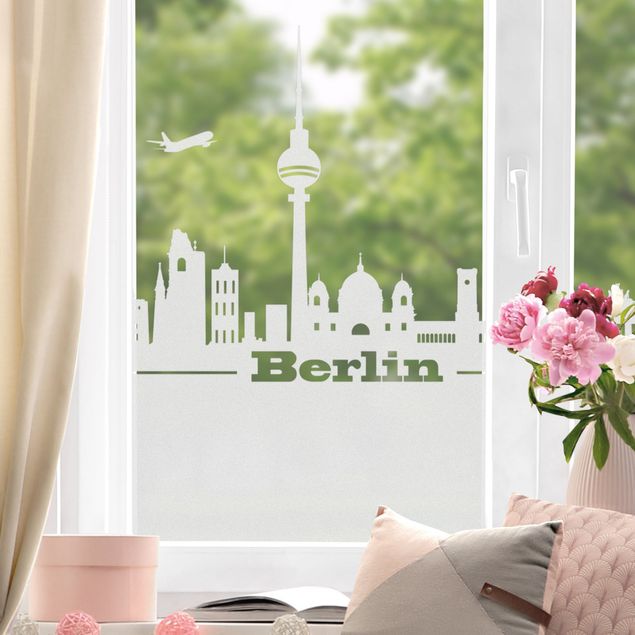 Fensterfolie Farbig Berlin Skyline Bordüre
