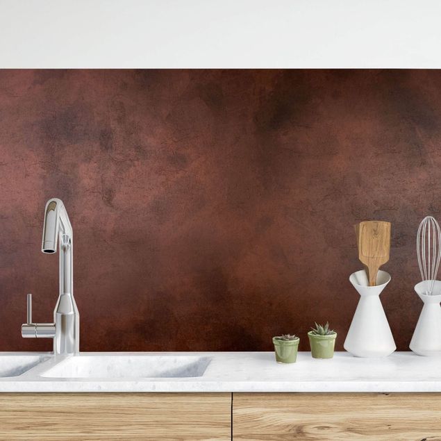 Küchenrückwand 3D-Struktur - Beton in rotem Kupfer