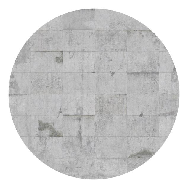 Runde Tapete selbstklebend - Beton Ziegeloptik grau