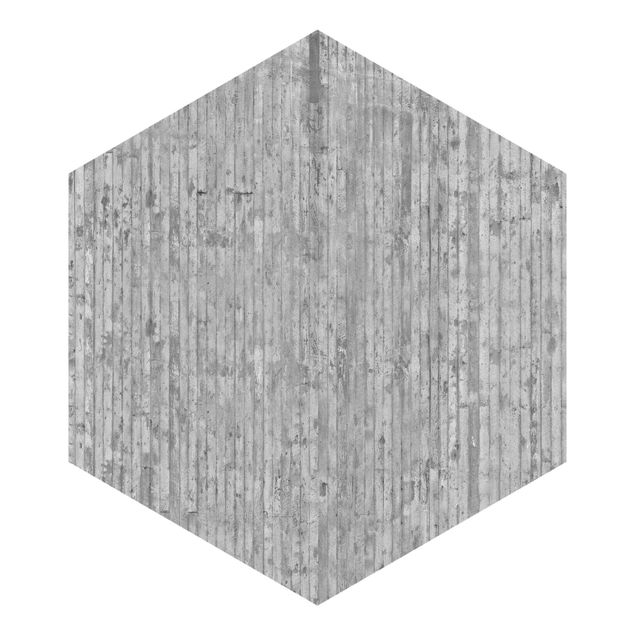 Hexagon Fototapete selbstklebend - Betonoptik Tapete mit Streifen