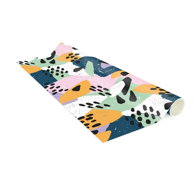 Moderne Teppiche Farbenfrohes Muster mit Punkten