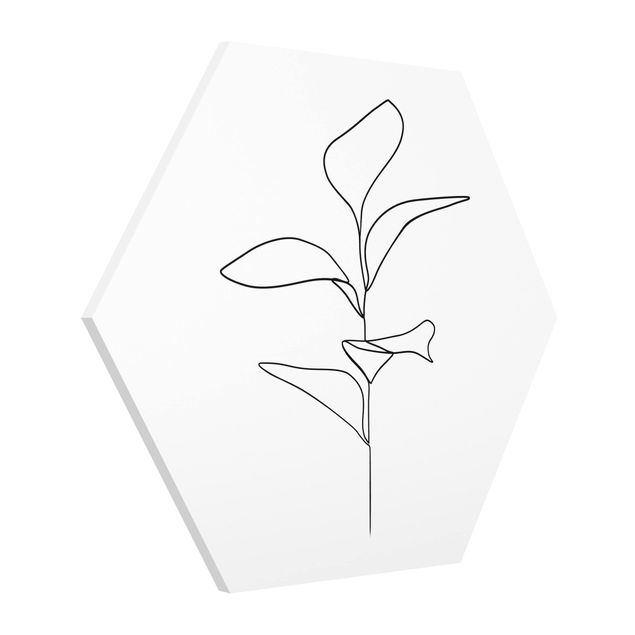 Bilder für die Wand Line Art Pflanze Blätter Schwarz Weiß