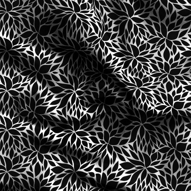 Vorhänge mit Muster Blätter in Schwarz Weiß