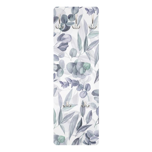 Garderobe - Blaue Eukalyptus Aquarellblätter