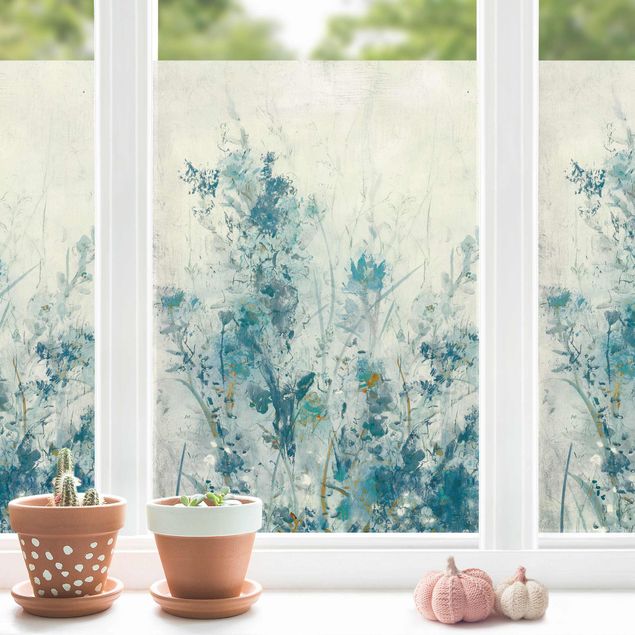 Blumen Fensterbilder Blaue Frühlingswiese I