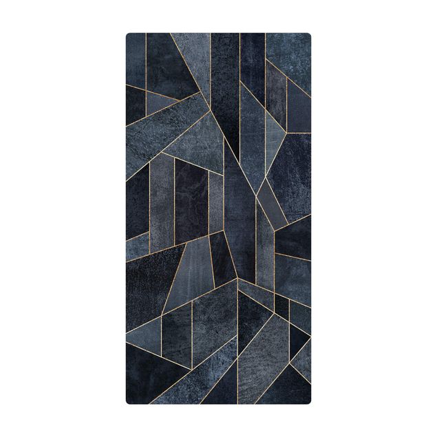 Teppich Esszimmer Blaue Geometrie Aquarell
