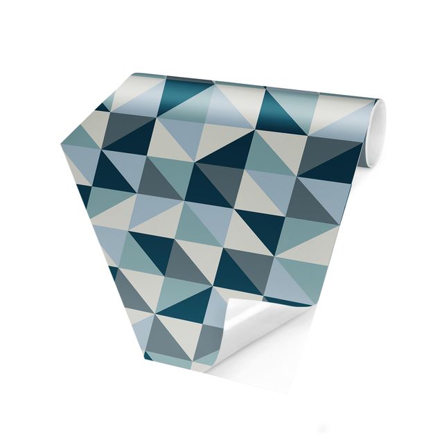 Tapete Hexagon Blaues Dreieck Muster