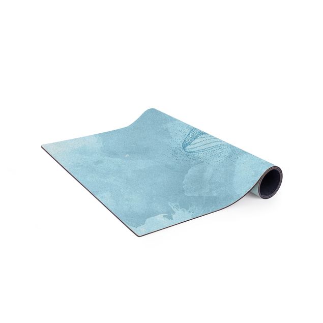 Teppich Esszimmer Blauwal auf Blauem Aquarell