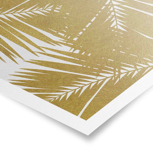 Poster - Blick durch goldene Palmenblätter - Quadrat 1:1