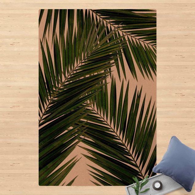 Teppiche Blick durch grüne Palmenblätter