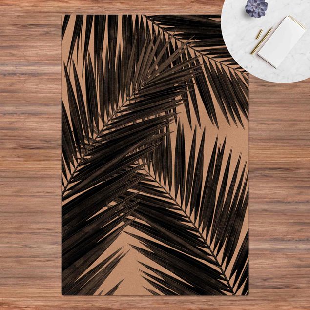 Teppiche Blick durch Palmenblätter schwarz weiß