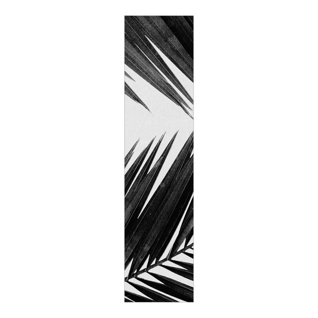 Schiebegardinen 3er Set Blick durch Palmenblätter schwarz weiß