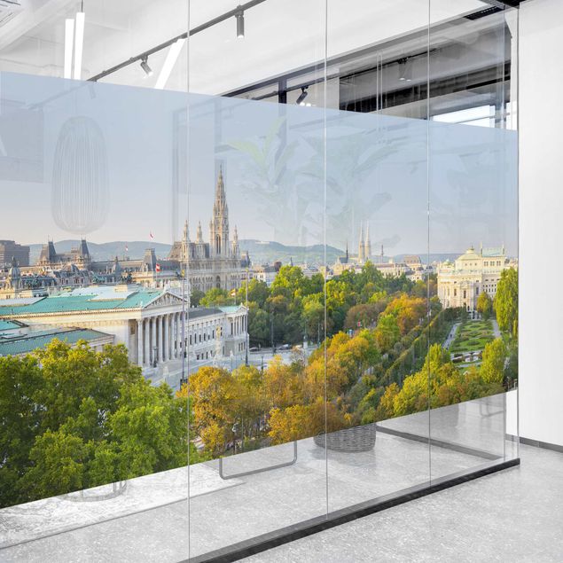 Fensterfolie Wohnzimmer Blick über Wien