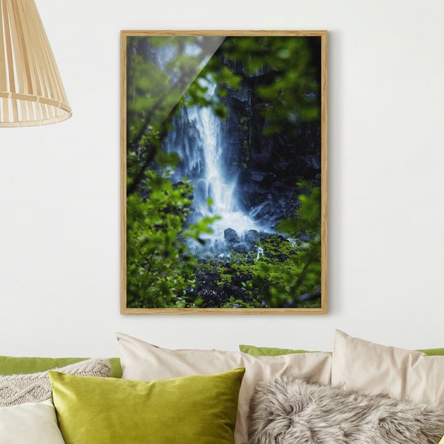 Landschaftsbilder mit Rahmen Blick zum Wasserfall
