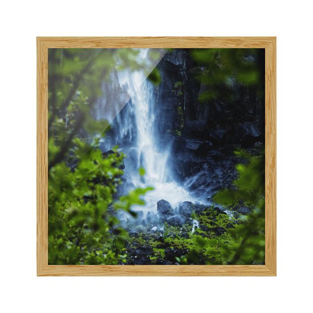 Bild mit Rahmen - Blick zum Wasserfall - Quadrat