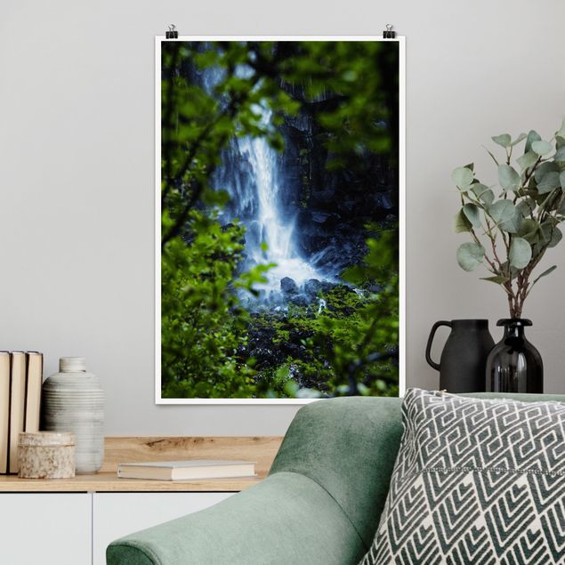 Natur Poster Blick zum Wasserfall