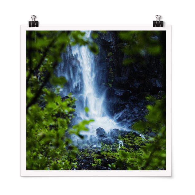 Poster - Blick zum Wasserfall - Quadrat 1:1