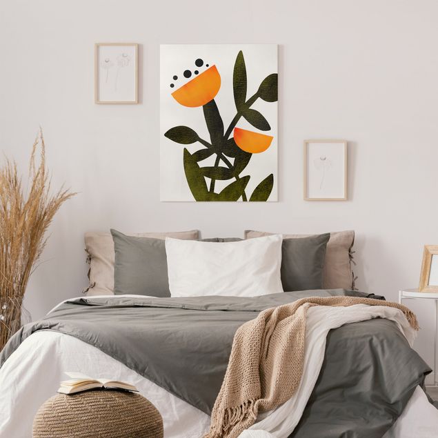 Wandbilder abstrakt Blüten in Orange