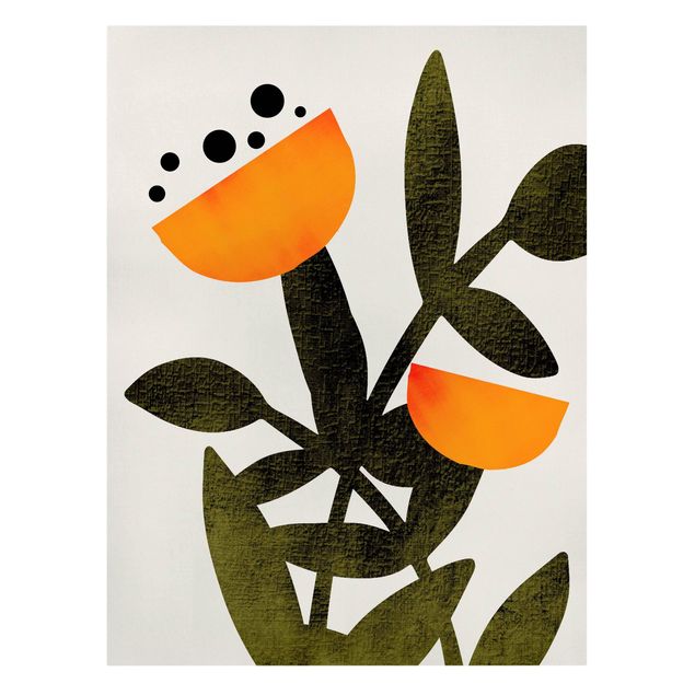 Leinwandbild Kunstdruck Blüten in Orange