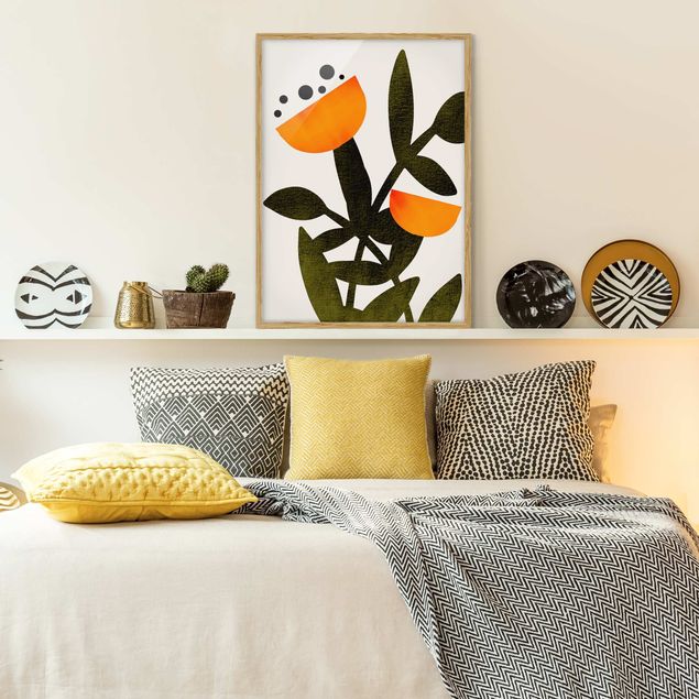 Gerahmte Bilder Blumen Blüten in Orange