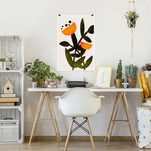 Kunstkopie Poster Blüten in Orange