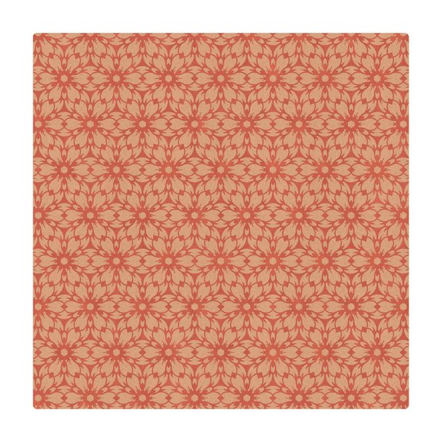 Kork-Teppich - Blütenkette in Rosa - Quadrat 1:1