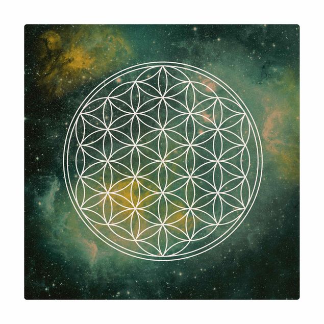 Kork-Teppich - Blume des Lebens im Licht der Sterne - Quadrat 1:1