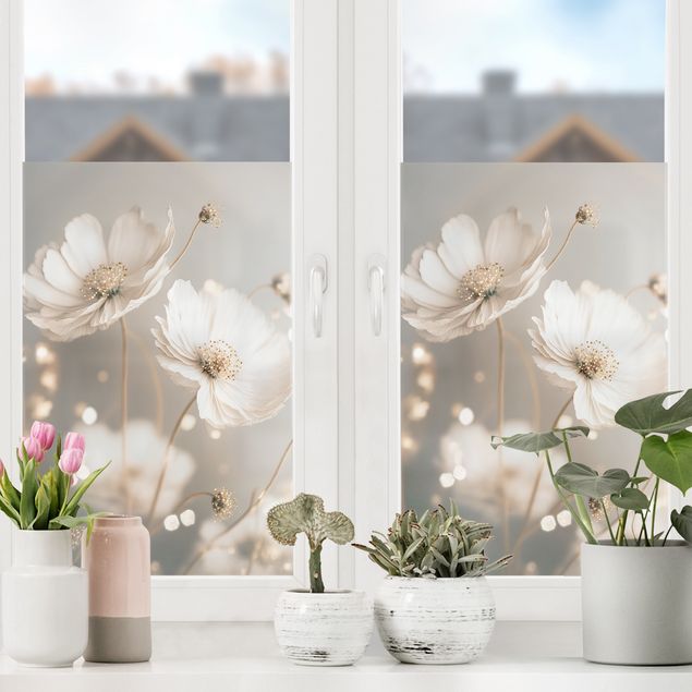 XXL Fensterbilder Blumen mit Bokeh
