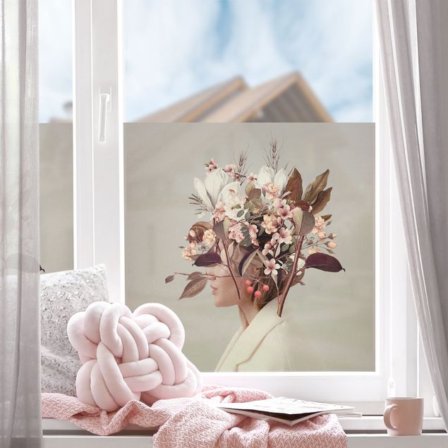 Fensterfolie Farbig Blumen Porträt - weiße Magnolien