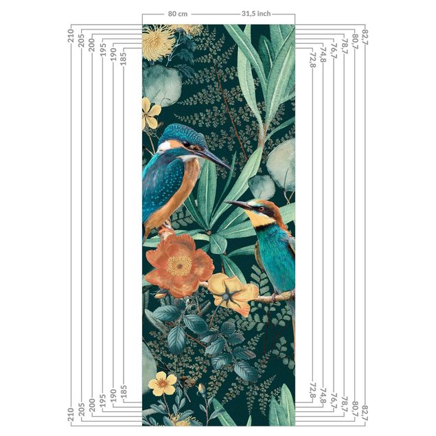 Duschrückwand - Blumenparadies Eisvogel und Kolibri