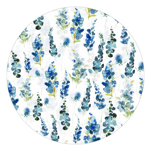 Tapeten mit Muster Blumenpracht in Blau