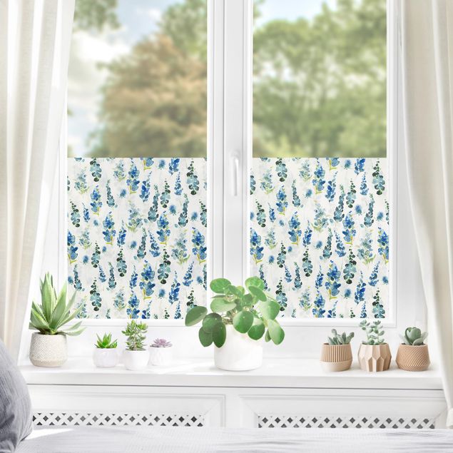 XXL Fensterbilder Blumenpracht in Blau