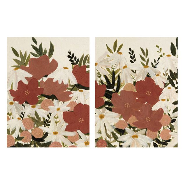 Bilder auf Leinwand Blumenvielfalt in Rosa und Weiß