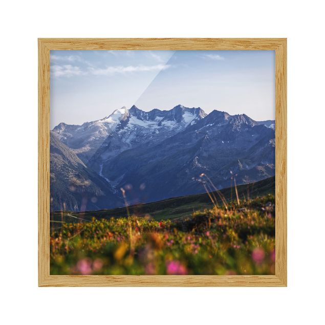 Bilder mit Rahmen Blumenwiese in den Bergen