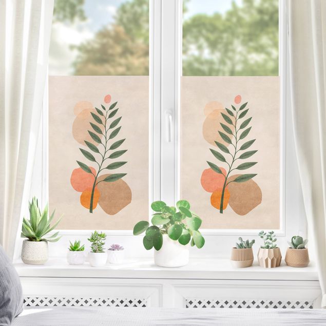 Fensterfolie Wohnzimmer Boho Blätter II